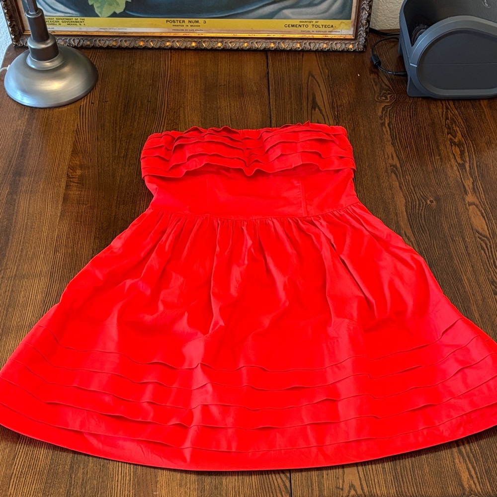 Jack. Strapless Red Tiered Party Dress